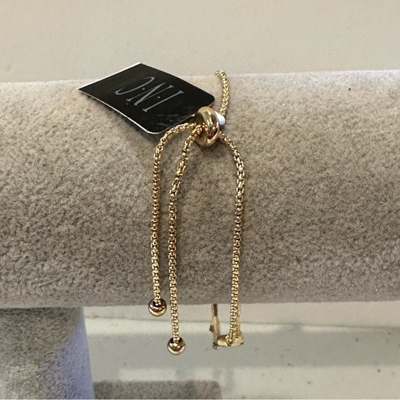 NWT INC Bracelet - gold tone ball slider style w/ clear crystals, baguettes - Picture 12 of 14